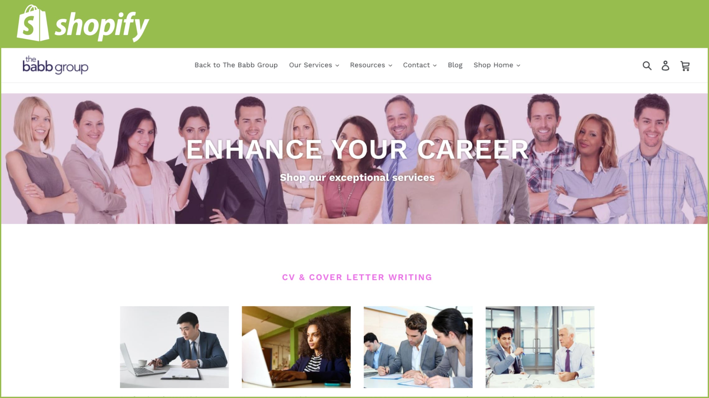 Shopify store header The Babb Group